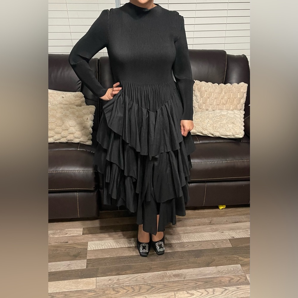Elegant Black Tiered Dress